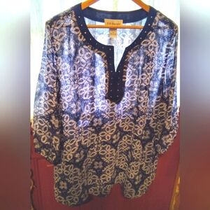 Elegant Blue and White Women's Top